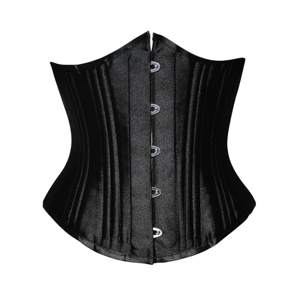 Black Satin Waist Cincher Corset - Waist Trainer - Small